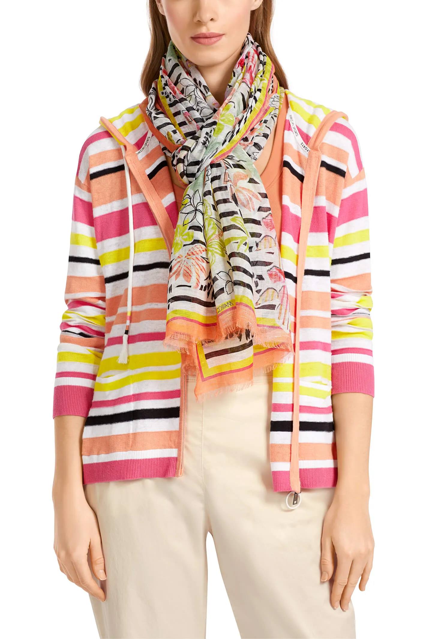 Marc Cain Sports US B4.07 Z30 Light Terracota Orange Print Scarf
