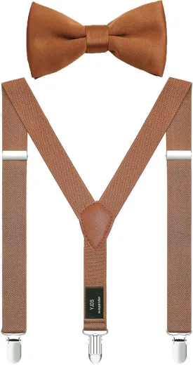 Mens' Suspenders and Bow Tie Set Adjustable Elastic Y Back