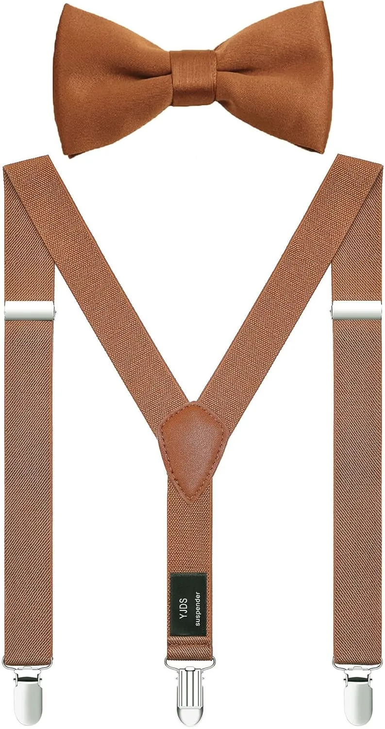 Mens' Suspenders and Bow Tie Set Adjustable Elastic Y Back