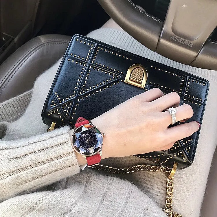 Octagonal Mirror Starry Sky Dial Women's Watch