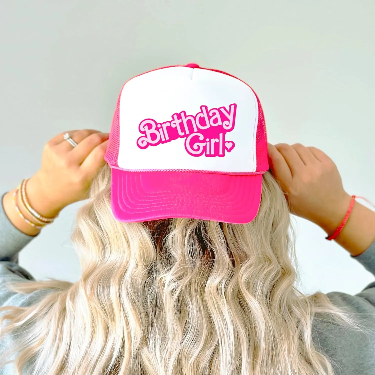 Olive Loves Apple Birthday Girl Heart Hat for Women and Teens Trendy Pink Girly Adult Classic 5 Panel Mesh Snapback