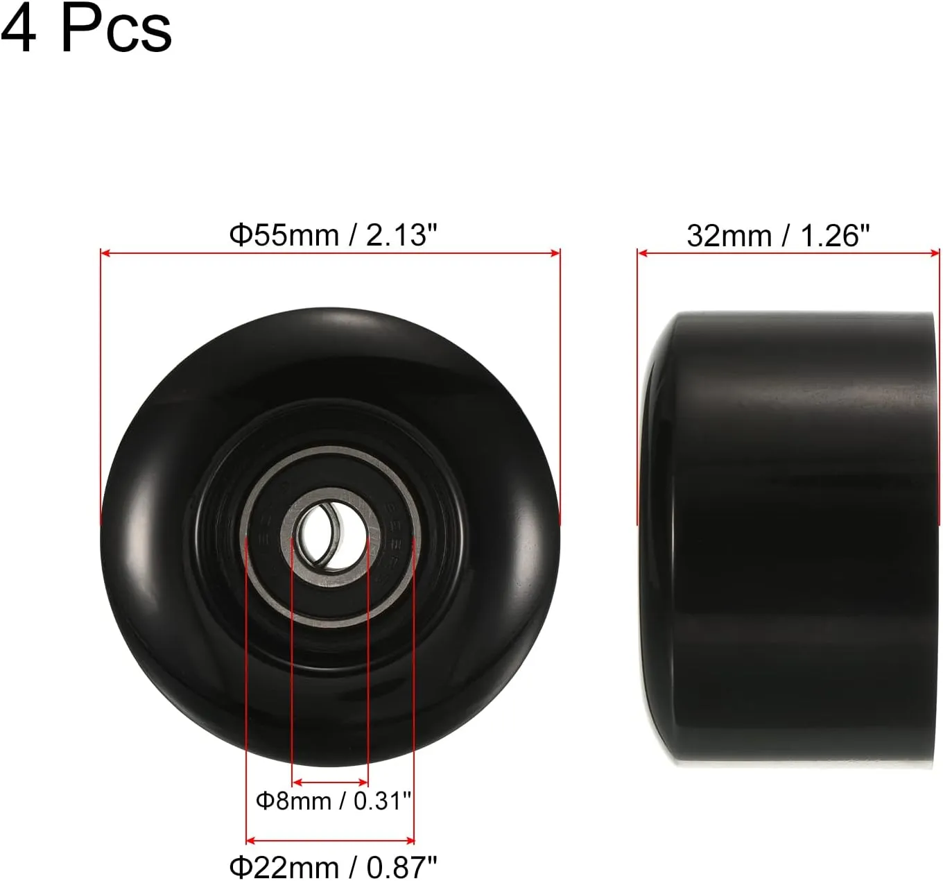 PATIKIL Skateboard Wheel with Bearings ABEC-9, Street Wheels for Skateboards Cruiser Wheel Replacement 80A