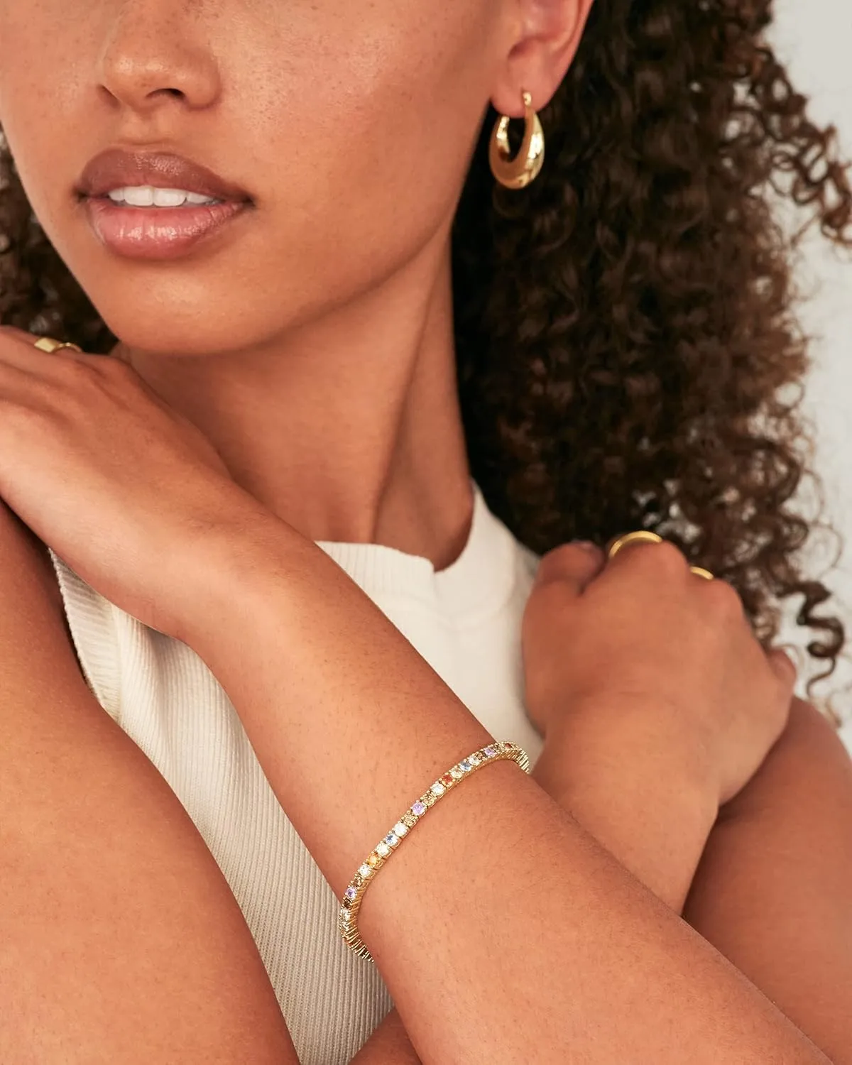 PAVOI 14K Gold Plated 3mm Multi Colored CZ Tennis Bracelet | Boho Cubic Zirconia Bracelet for Women | Size 6.5-7.5 Inch