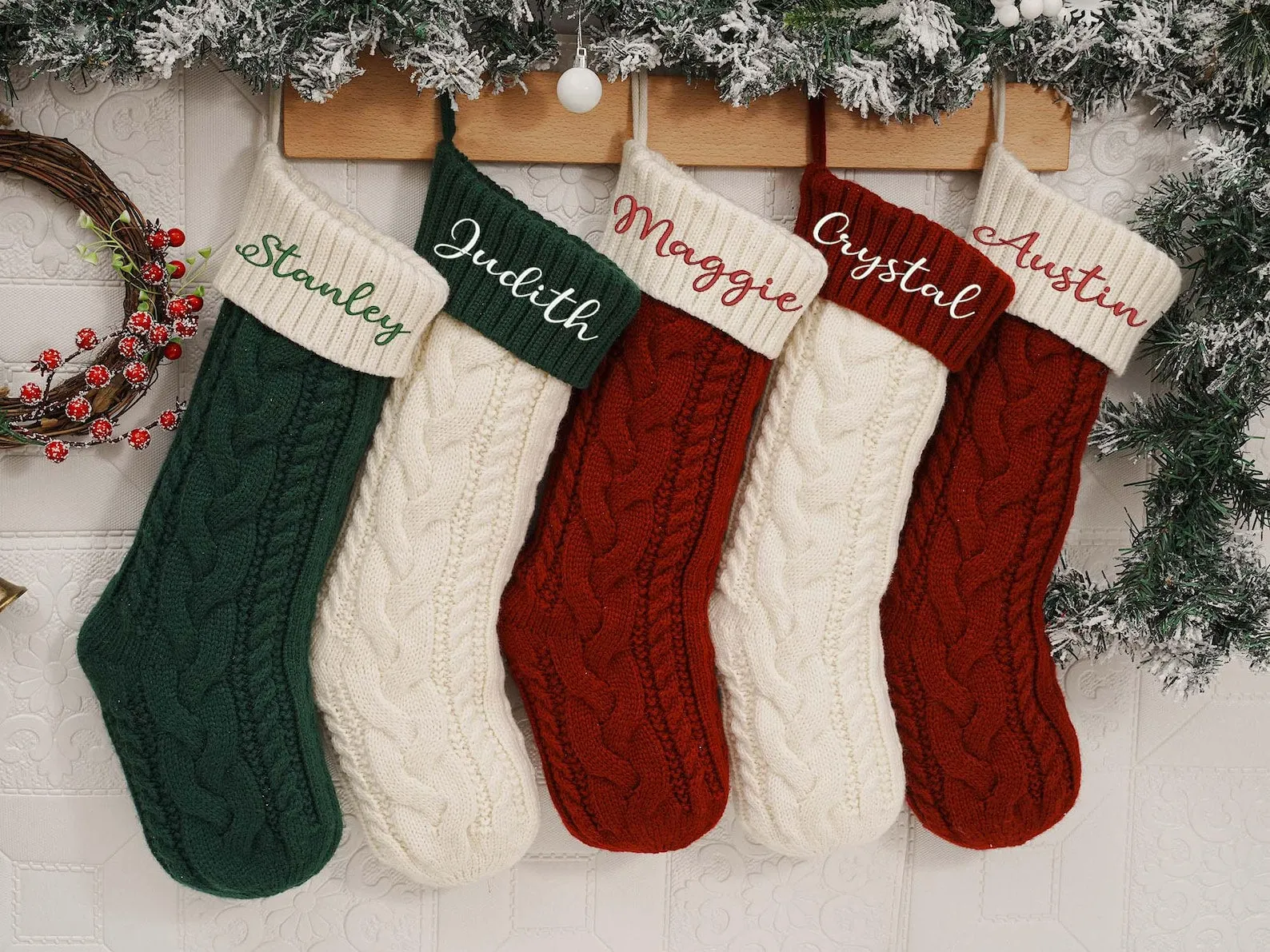 Personalized Family Christmas Stockings,2024 Embroidered Christmas Stocking,Knitted Stockings With Name,Monogram Stocking,Holiday Decor Gift