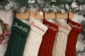 Personalized Family Christmas Stockings,2024 Embroidered Christmas Stocking,Knitted Stockings With Name,Monogram Stocking,Holiday Decor Gift