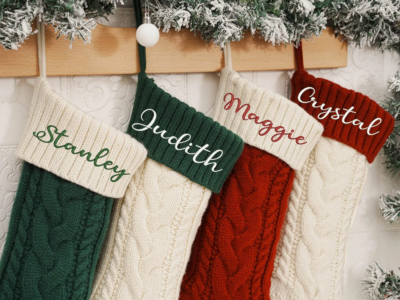 Personalized Family Christmas Stockings,2024 Embroidered Christmas Stocking,Knitted Stockings With Name,Monogram Stocking,Holiday Decor Gift