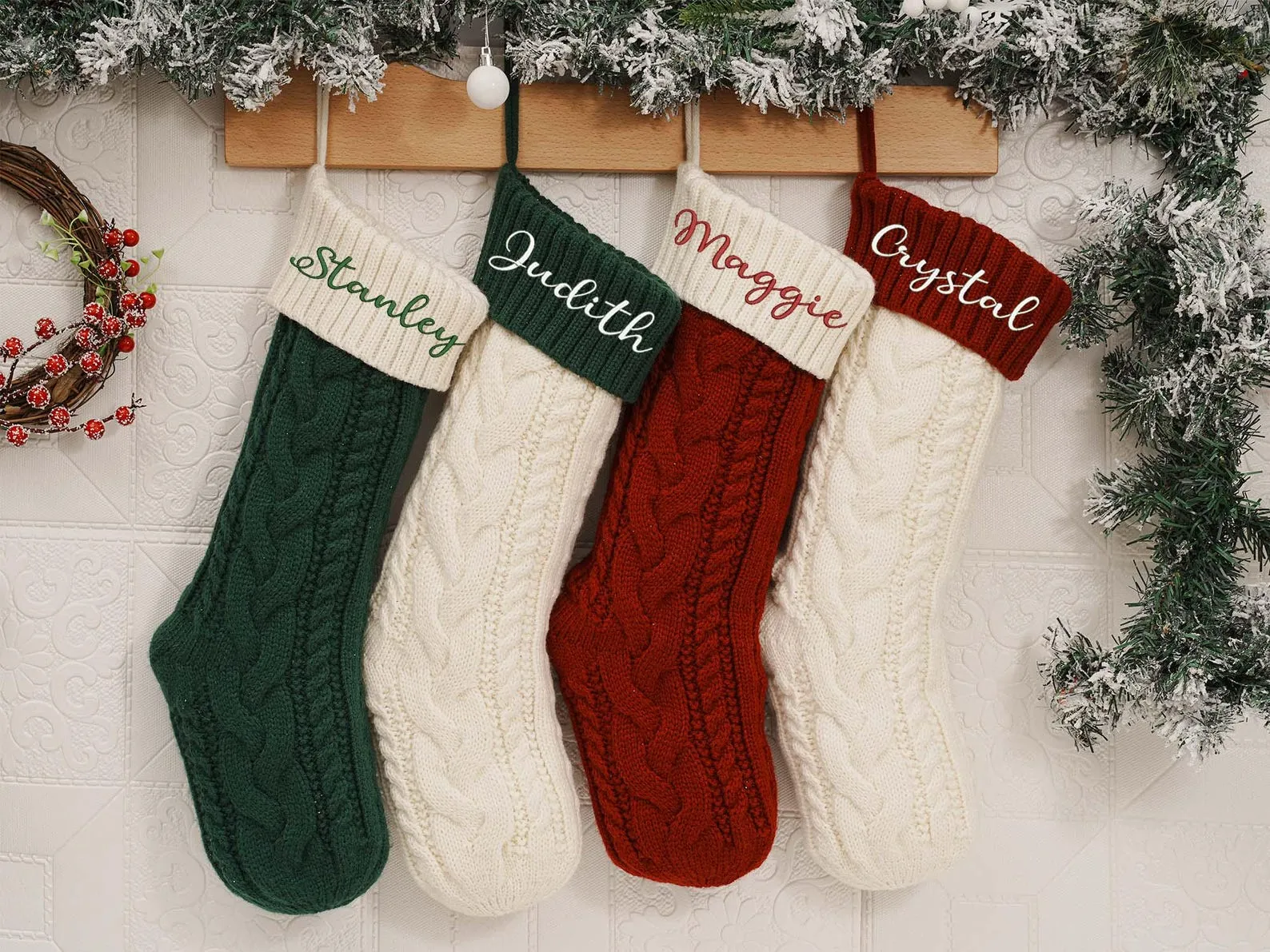 Personalized Family Christmas Stockings,2024 Embroidered Christmas Stocking,Knitted Stockings With Name,Monogram Stocking,Holiday Decor Gift