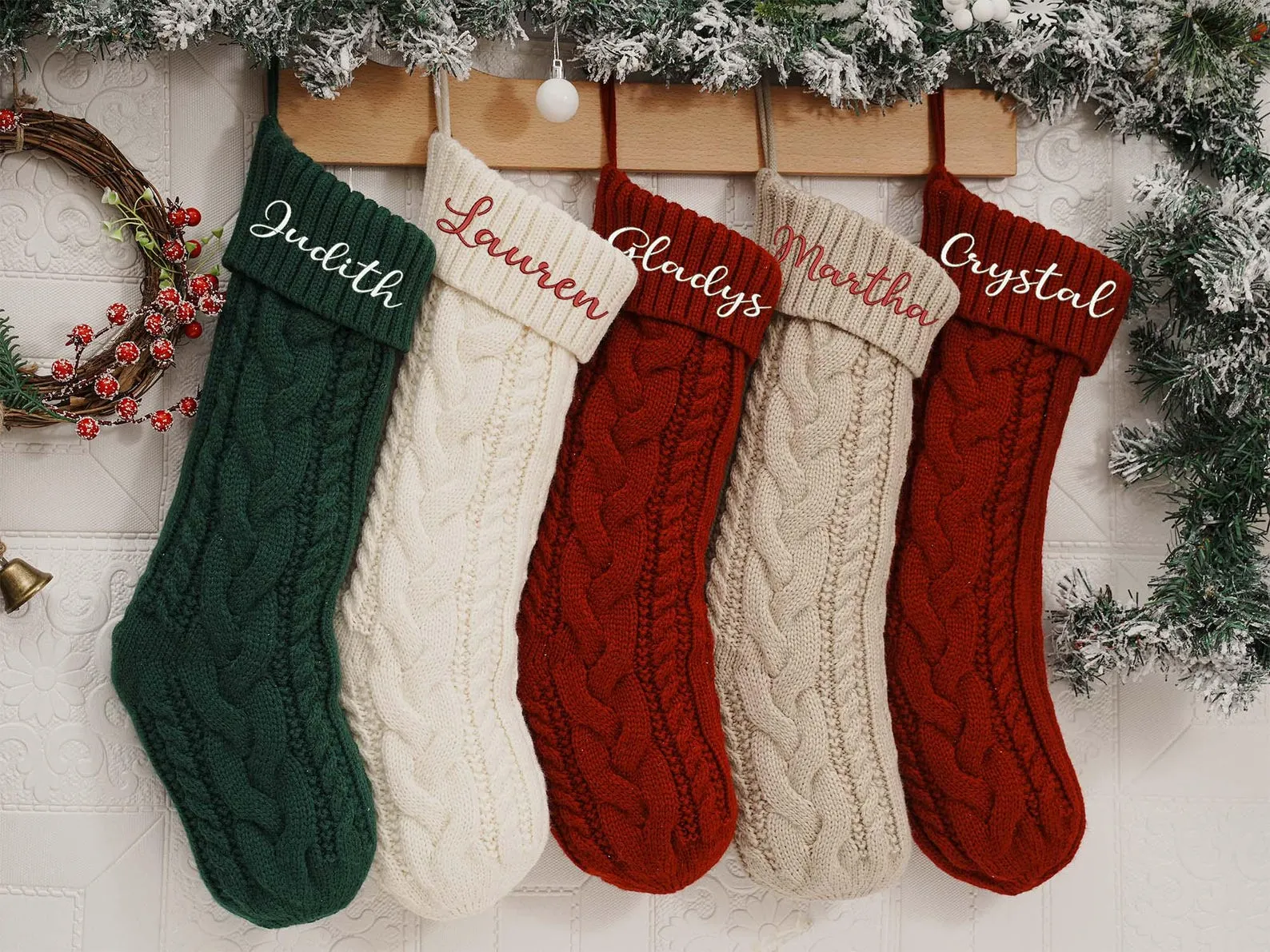 Personalized Family Christmas Stockings,2024 Embroidered Christmas Stocking,Knitted Stockings With Name,Monogram Stocking,Holiday Decor Gift