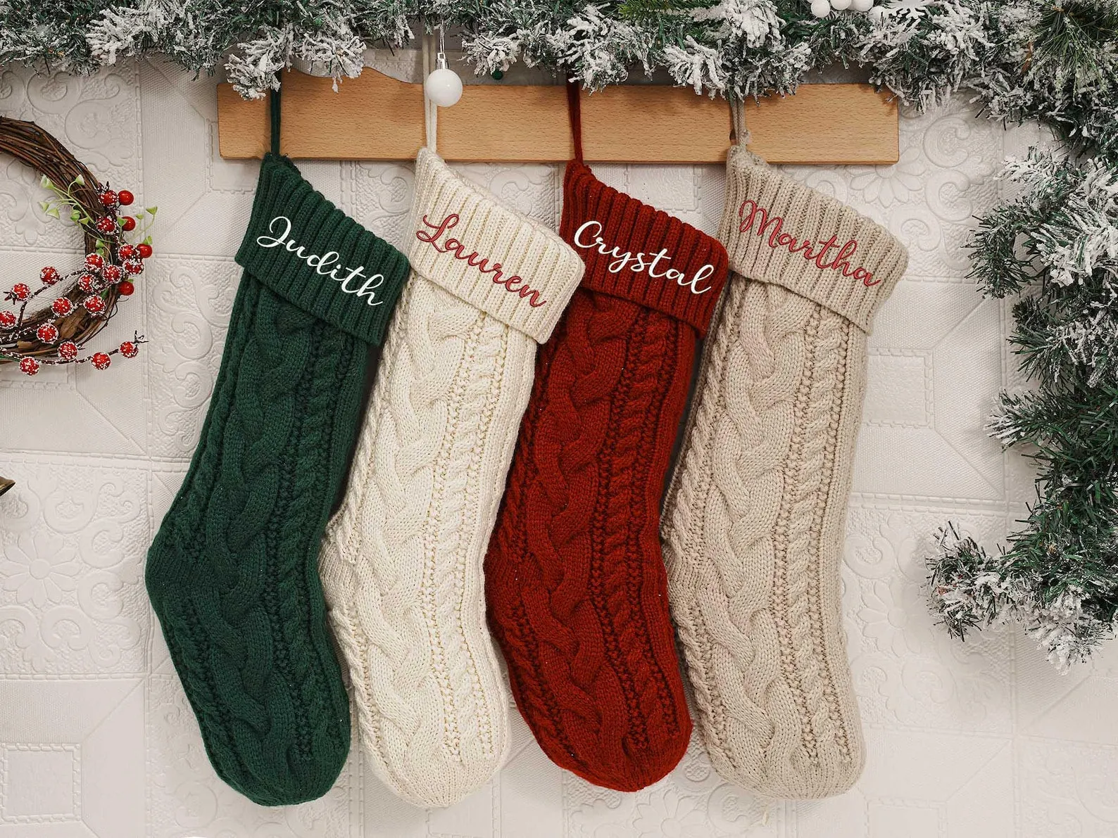 Personalized Family Christmas Stockings,2024 Embroidered Christmas Stocking,Knitted Stockings With Name,Monogram Stocking,Holiday Decor Gift