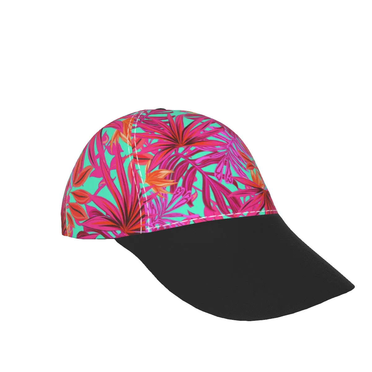 Pink Rose Leafs with Black Peaked Cap
