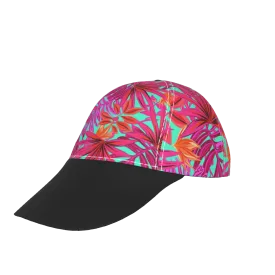 Pink Rose Leafs with Black Peaked Cap