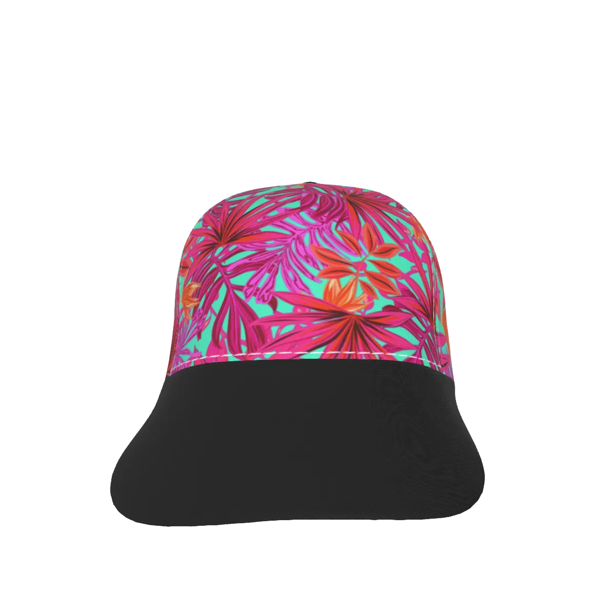 Pink Rose Leafs with Black Peaked Cap