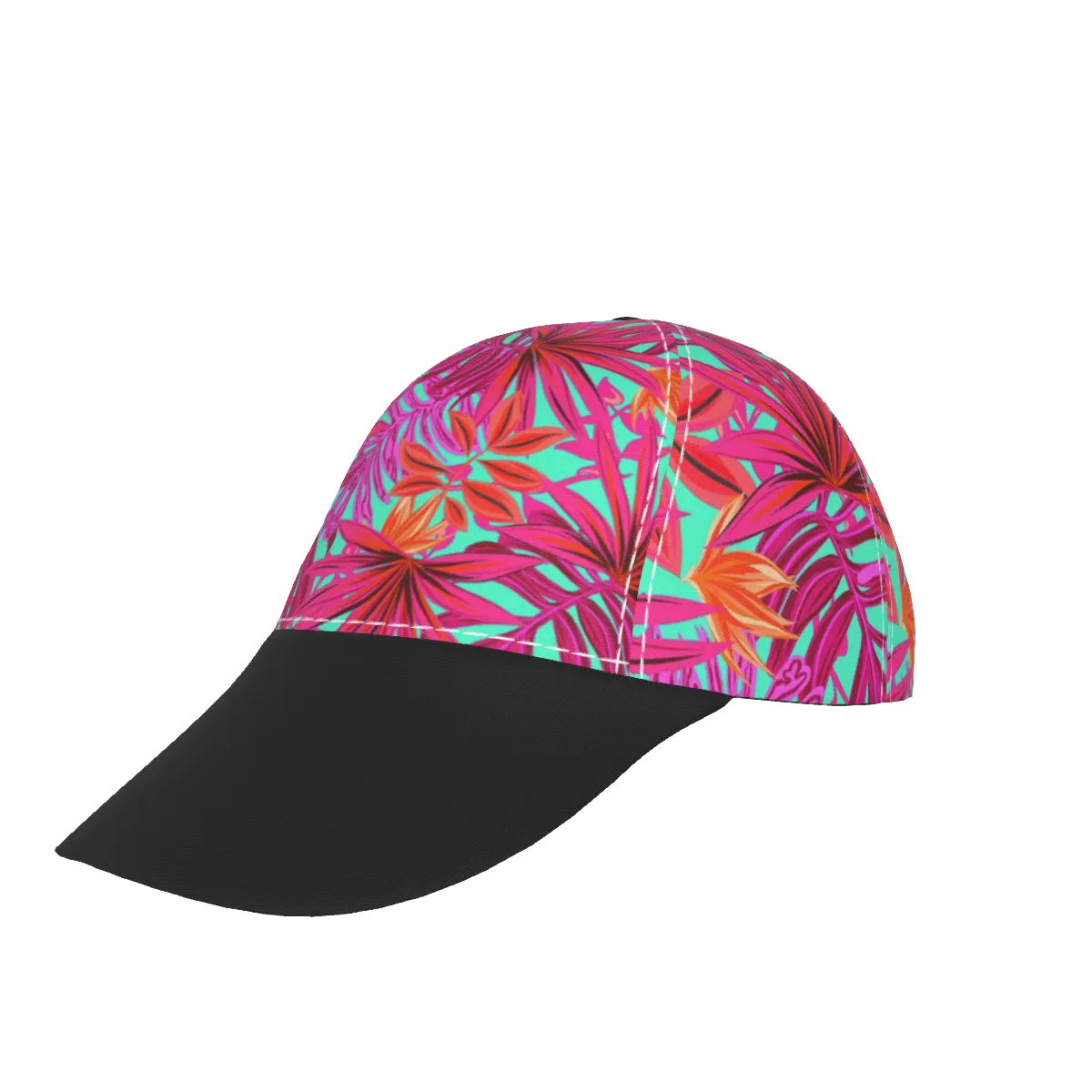Pink Rose Leafs with Black Peaked Cap
