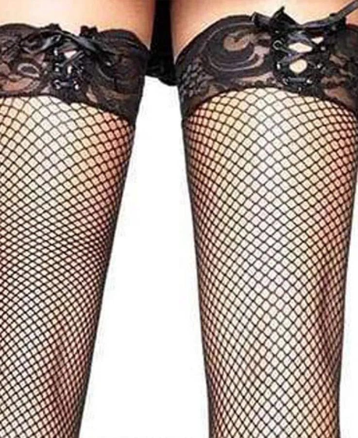 Plus Size Corset Top Fishnet Stockings 9658q