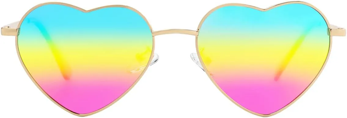 Polarized Heart Shaped Sunglasses for Women Metal Frame Cute Lovely Glasses 100% UV Protection
