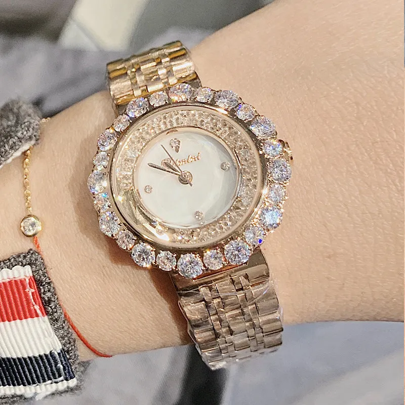 Quicksand Dial Rhinestone Women's Watch