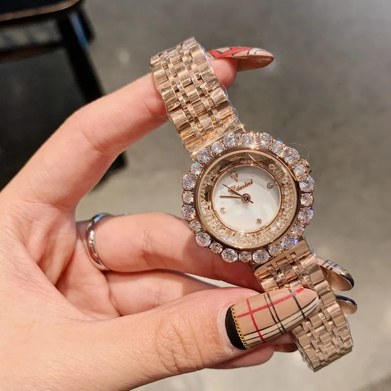 Quicksand Dial Rhinestone Women's Watch