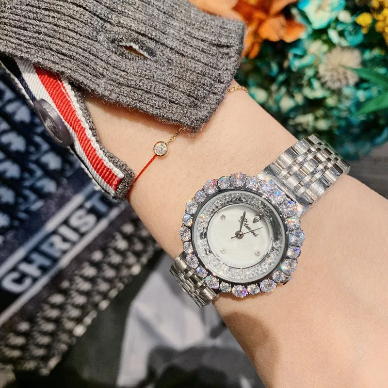 Quicksand Dial Rhinestone Women's Watch