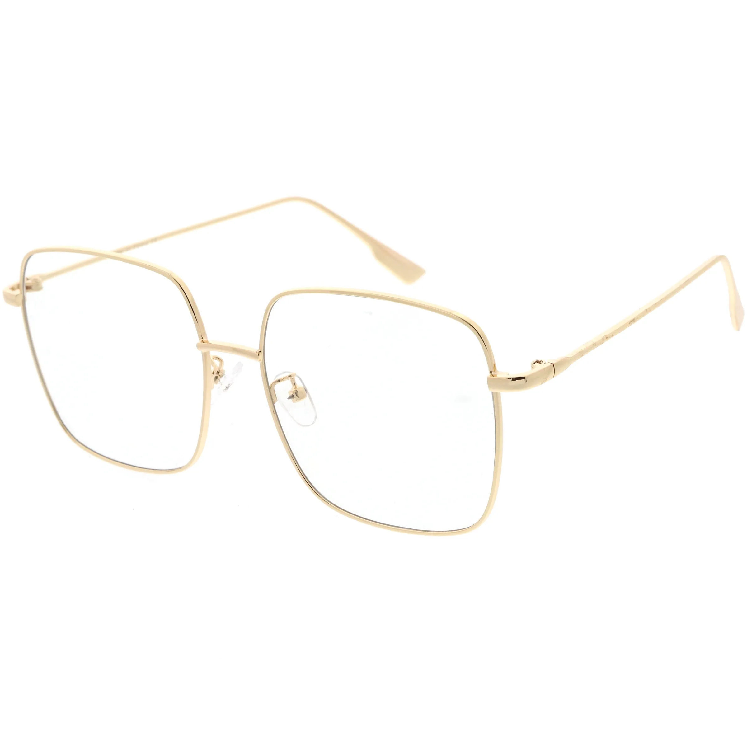 Retro Modern Blue Light Filtering Thin Metal Arms Square Glasses D090