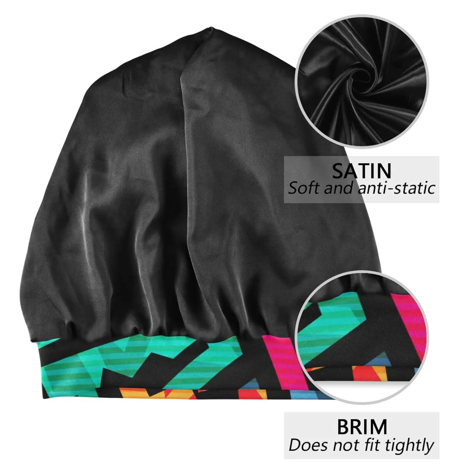 Satin Bonnet Lined Sleep Cap Hair Wrap Cover Slouchy Beanie for Curly Hair Protection for Men Women Punk