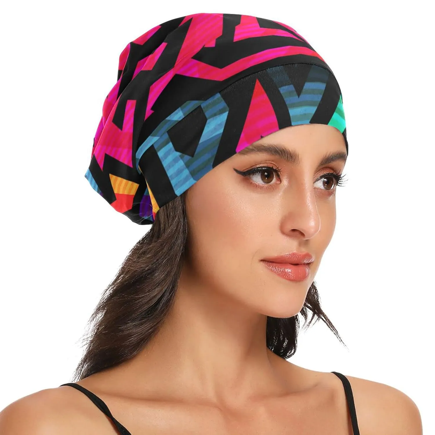 Satin Bonnet Lined Sleep Cap Hair Wrap Cover Slouchy Beanie for Curly Hair Protection for Men Women Punk