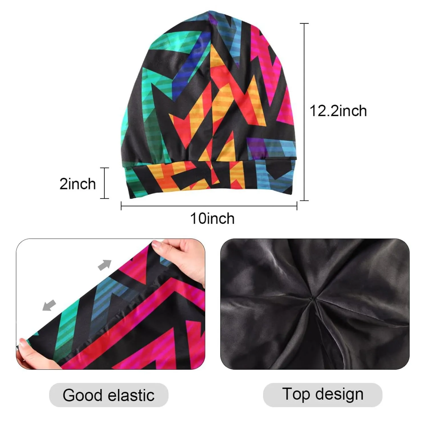 Satin Bonnet Lined Sleep Cap Hair Wrap Cover Slouchy Beanie for Curly Hair Protection for Men Women Punk
