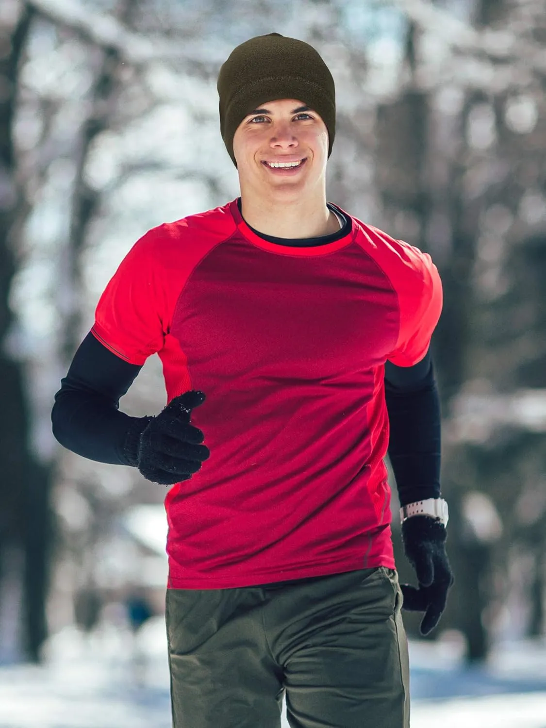 SATINIOR 4 Pieces Cotton Skull Caps for Men Women Fleece Beanies Hat Warm Soft Polar Beanie Hat Thick Windproof Winter