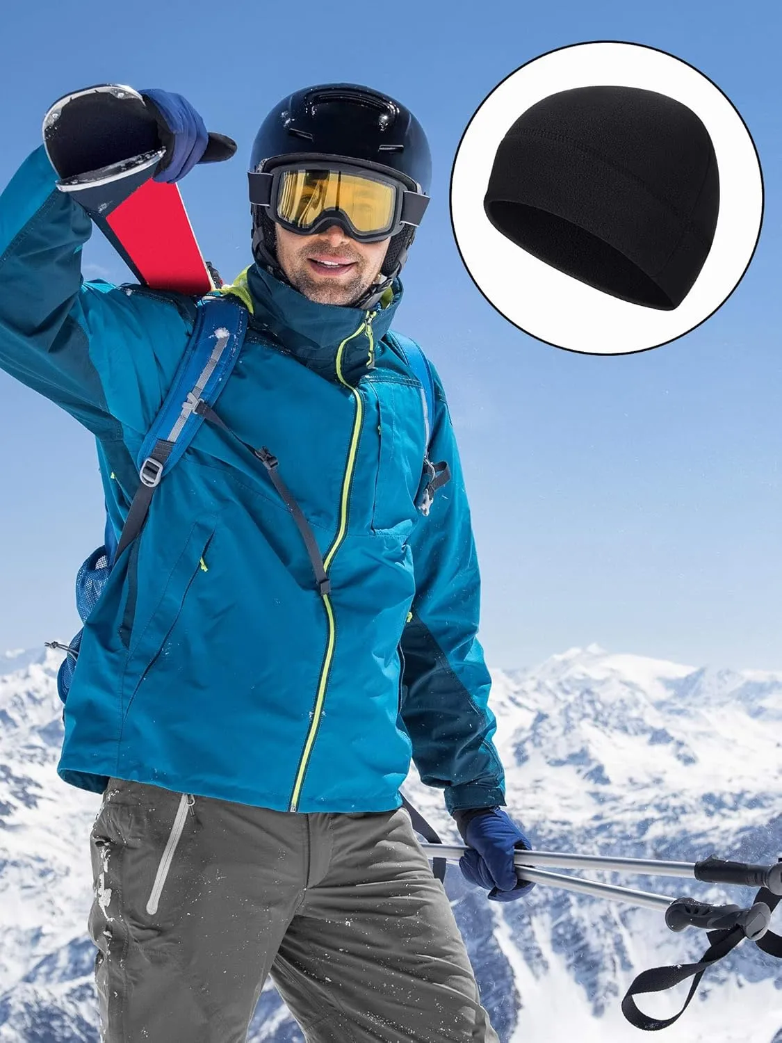 SATINIOR 4 Pieces Cotton Skull Caps for Men Women Fleece Beanies Hat Warm Soft Polar Beanie Hat Thick Windproof Winter