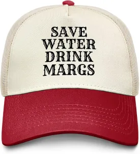 Save Water Drink Margs Trucker Hat Men Funny Mesh Cap for Summer