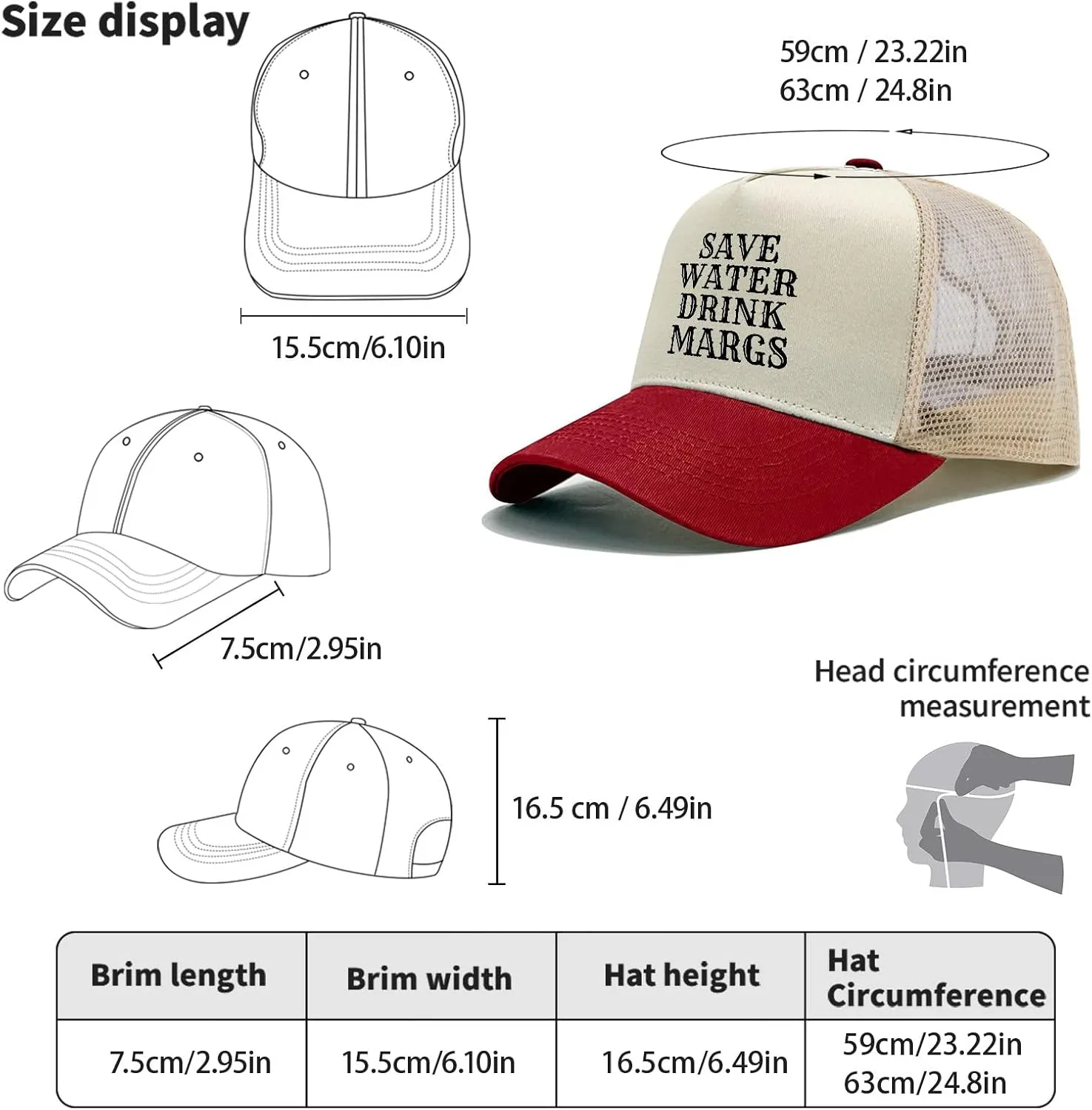 Save Water Drink Margs Trucker Hat Men Funny Mesh Cap for Summer