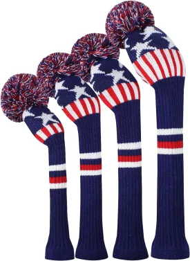 Scott Edward Knit Wood Golf Club Head Covers 4 Pieces Knitted Item Fit Over Well Driver Wood(460cc) Fairway Wood and Hybrid(UT)