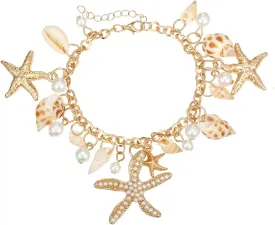 Shell Starfish Necklace Bracelet Conch Statement Chunky Necklace Mermaid Costume Jewelry Beach Jewelry for Women