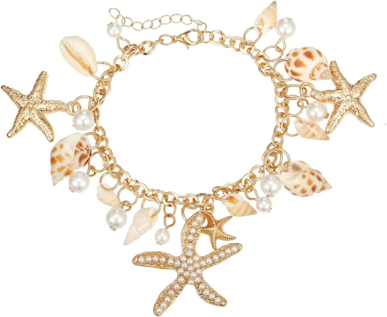 Shell Starfish Necklace Bracelet Conch Statement Chunky Necklace Mermaid Costume Jewelry Beach Jewelry for Women