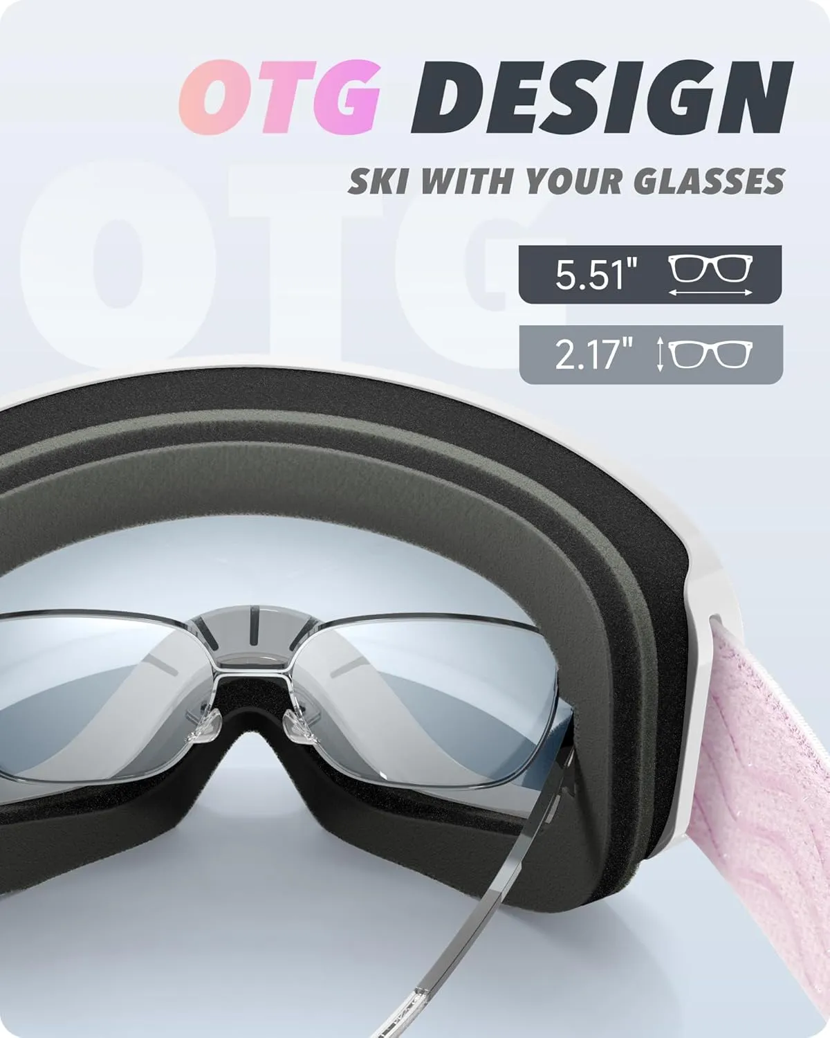 Ski Goggles Snowboard Goggles for Men Women Adults Youth,Over Glasses OTG/100% UV Protection/Anti-fog/Wide Vision