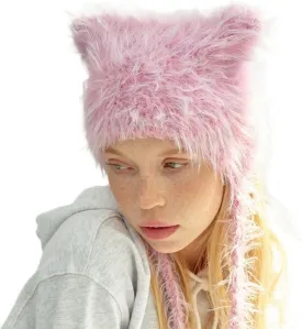 Slouchy Fuzzy Beanies for Women Cute Fluffy Cat Ear Hat Winter Warm Crochet Y2k Harajuku Aesthetic Accessories