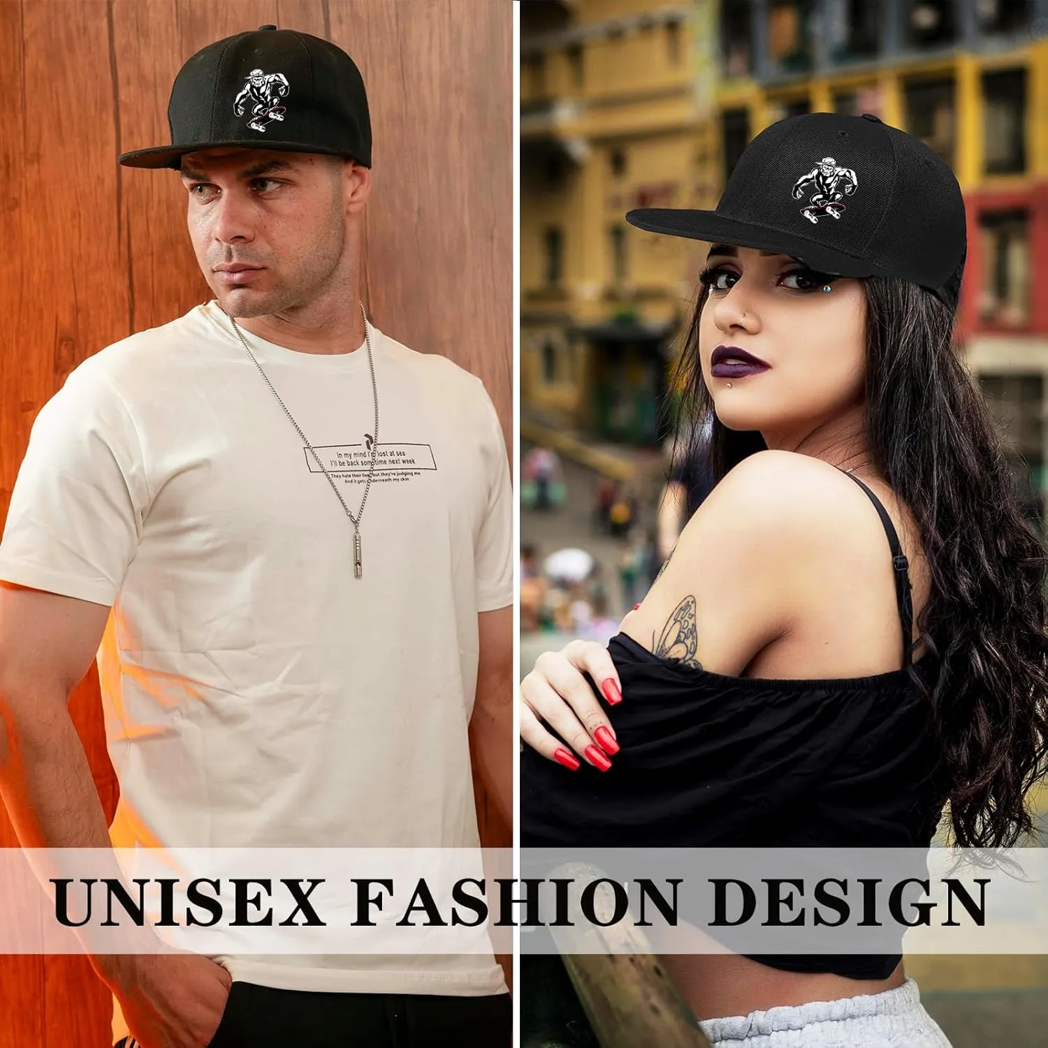 Snapback Hats Christian Hats for Men Flat Bill Hats for Men Adjustable Black Baseball Cap for Women