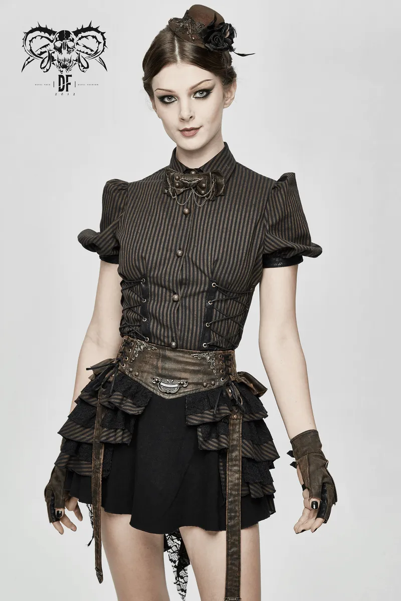 Steampunk Style Women's Bow Tie with Chain / Ladies Accessories for Shirts and Blouses Collars