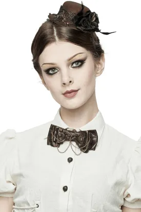 Steampunk Style Women's Bow Tie with Chain / Ladies Accessories for Shirts and Blouses Collars