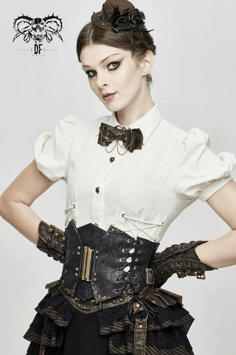 Steampunk Style Women's Bow Tie with Chain / Ladies Accessories for Shirts and Blouses Collars