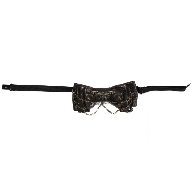 Steampunk Style Women's Bow Tie with Chain / Ladies Accessories for Shirts and Blouses Collars