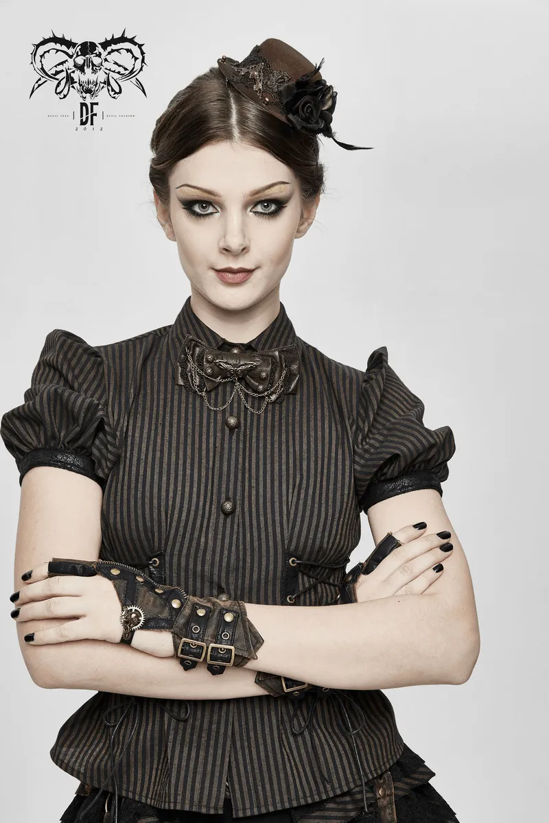 Steampunk Style Women's Bow Tie with Chain / Ladies Accessories for Shirts and Blouses Collars