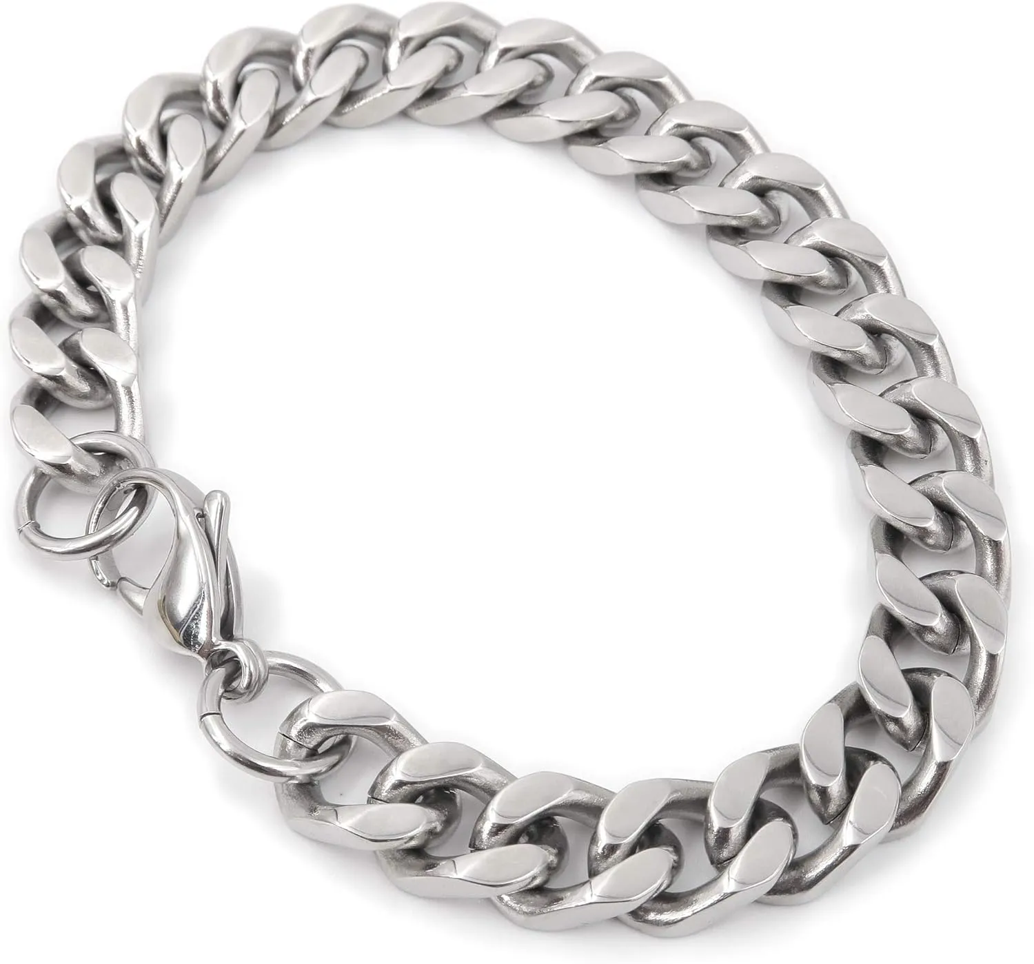 Steelmeup Stainless Steel Simple Curb Cuban Link Chain Bracelet For Men 6mm 8mm 10mm 12mm 7inch 8inch 9inch