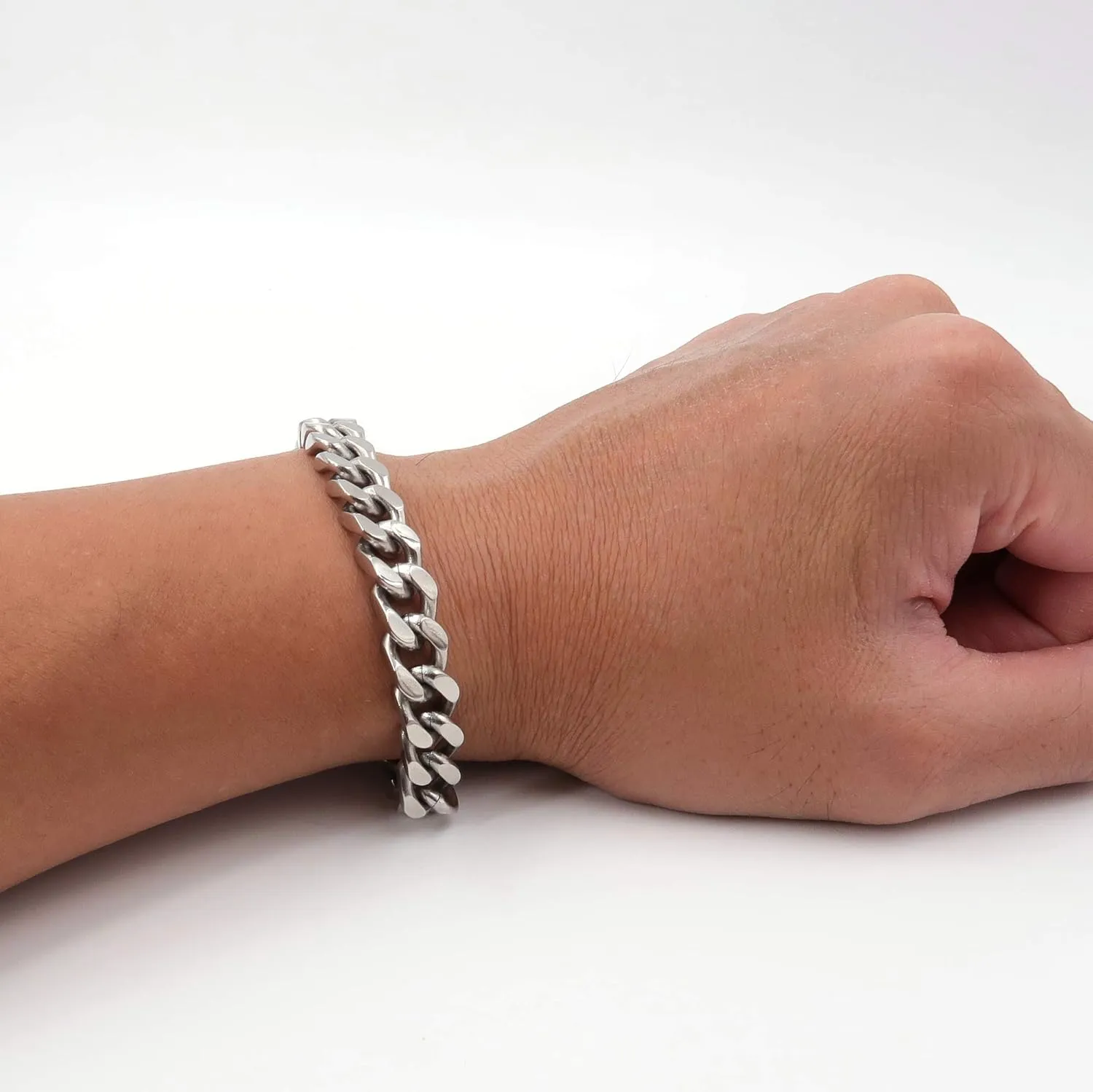 Steelmeup Stainless Steel Simple Curb Cuban Link Chain Bracelet For Men 6mm 8mm 10mm 12mm 7inch 8inch 9inch
