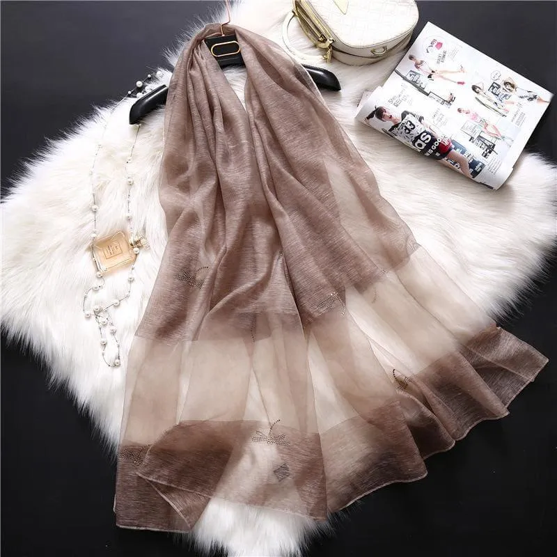 Summer Masonry Dragonfly Wool Silk Scarf