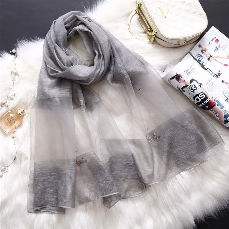 Summer Masonry Dragonfly Wool Silk Scarf