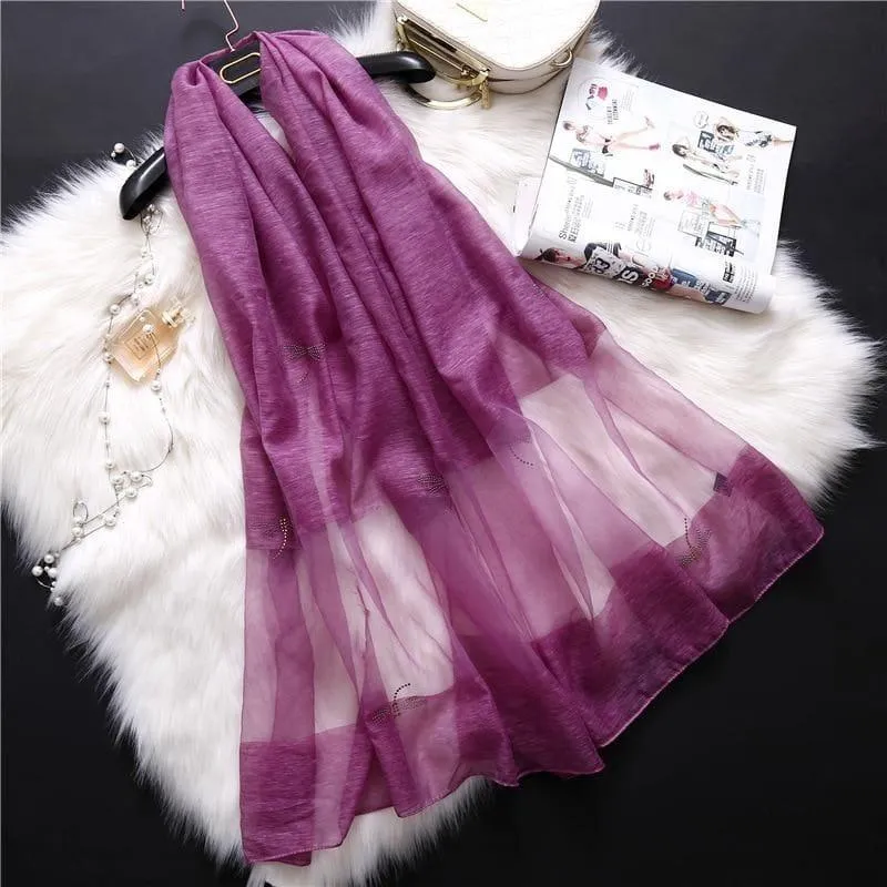 Summer Masonry Dragonfly Wool Silk Scarf