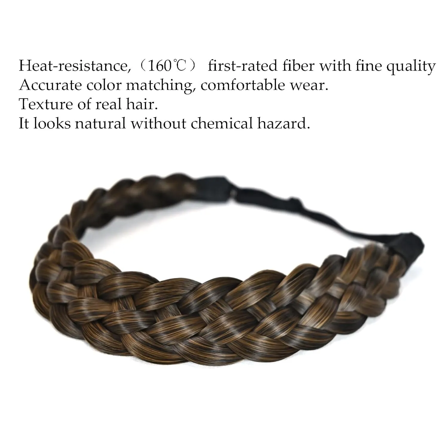 TOECWEGR 5 Strands Synthetic Hair Braided Headband Hairpiece Classic Chunky Wide Plaited Braids ElasticMulti Color Headband Ladies Beauty Hair Accessories 