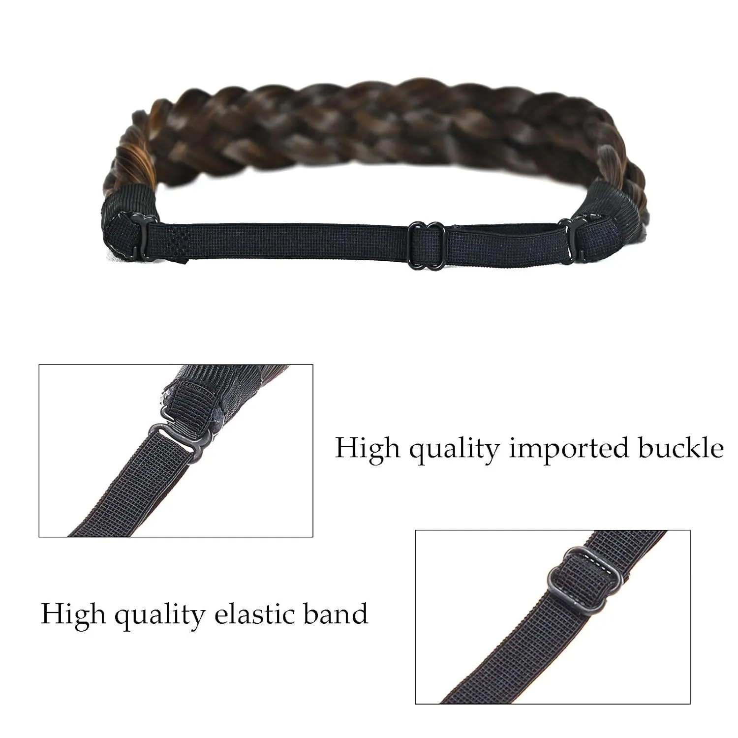 TOECWEGR 5 Strands Synthetic Hair Braided Headband Hairpiece Classic Chunky Wide Plaited Braids ElasticMulti Color Headband Ladies Beauty Hair Accessories 