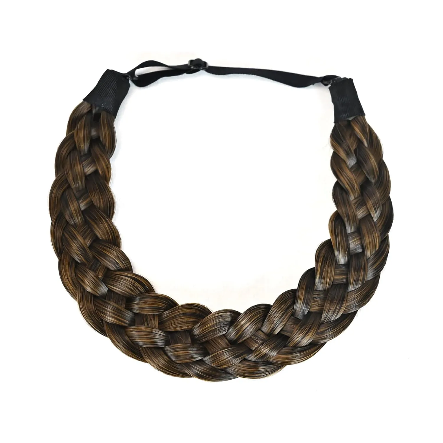 TOECWEGR 5 Strands Synthetic Hair Braided Headband Hairpiece Classic Chunky Wide Plaited Braids ElasticMulti Color Headband Ladies Beauty Hair Accessories 