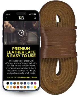TOFL Leather Boot Laces|1/8 Inch Thick 72 Inches Long|2 Leather Strips [1 Pair]